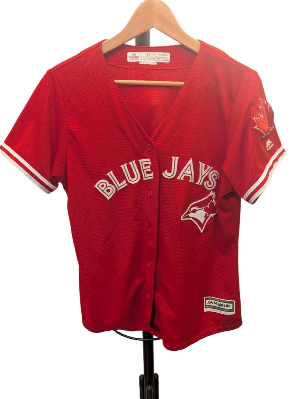 Majestic Toronto Blue Jays MLB Canada Day Red Baseball Jersey Women's Size XL